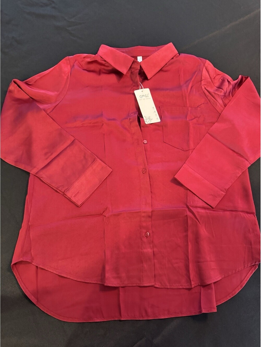 OSMJ Red Shirt Womens Size XL Long Sleeve Button Down Blouse NWT